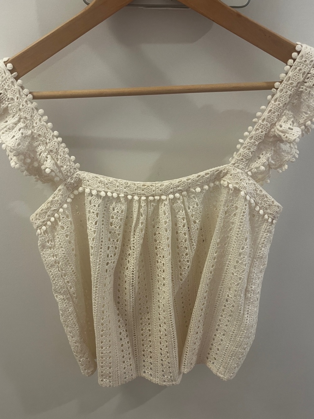 Sezane Women's Cream Crochet Square-Neck Tank Top